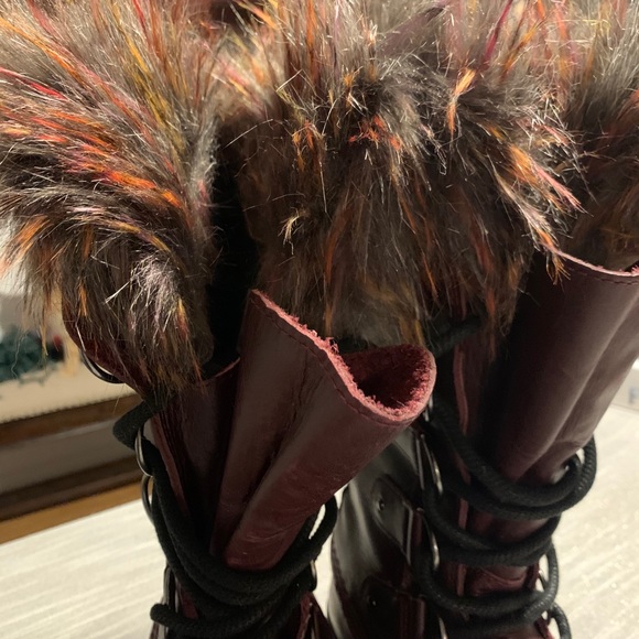 Sorel Joan of Artic Wine Boots rainbow faux fur - Picture 6 of 13